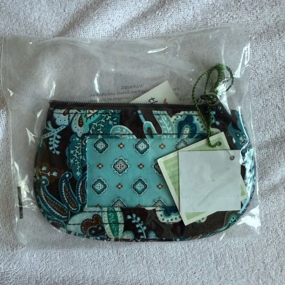 Vera Bradley Clip Zip ID Java Blue NWT - Picture 1 of 4